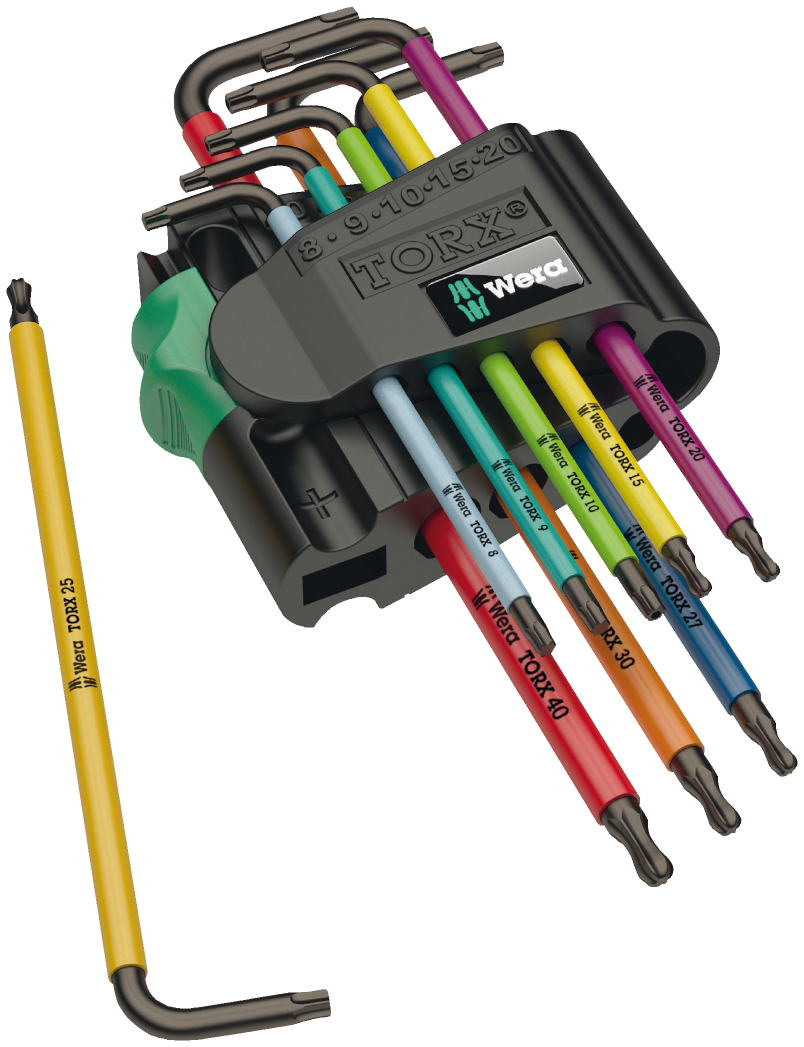 WERA TorX, Multicolour, HF 1 Stiftsleutelset met vasthoudfunctie, 9‑delig