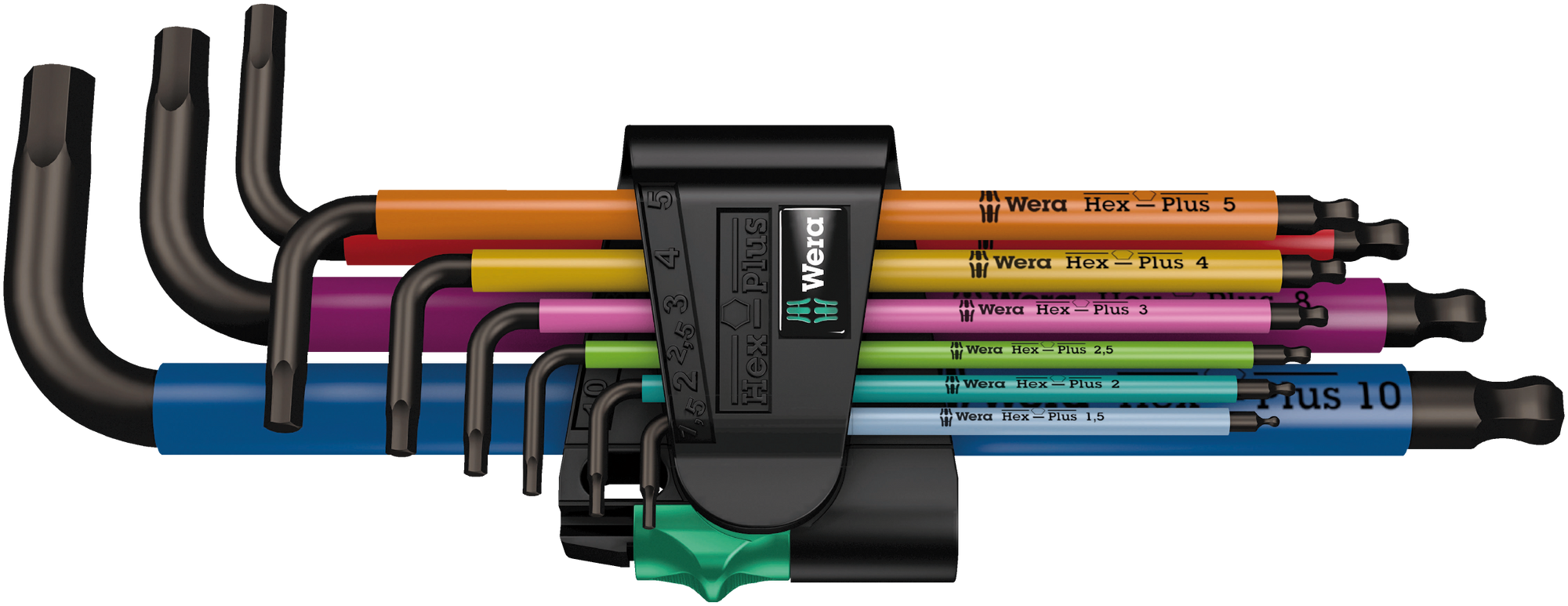 WERA Hex-Plus Multicolour, Inbussleutelset, metrisch, BlackLaser, 9‑delig